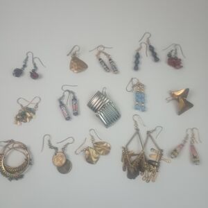 Lot of 15 dangle drop vintage bead homemade earrings